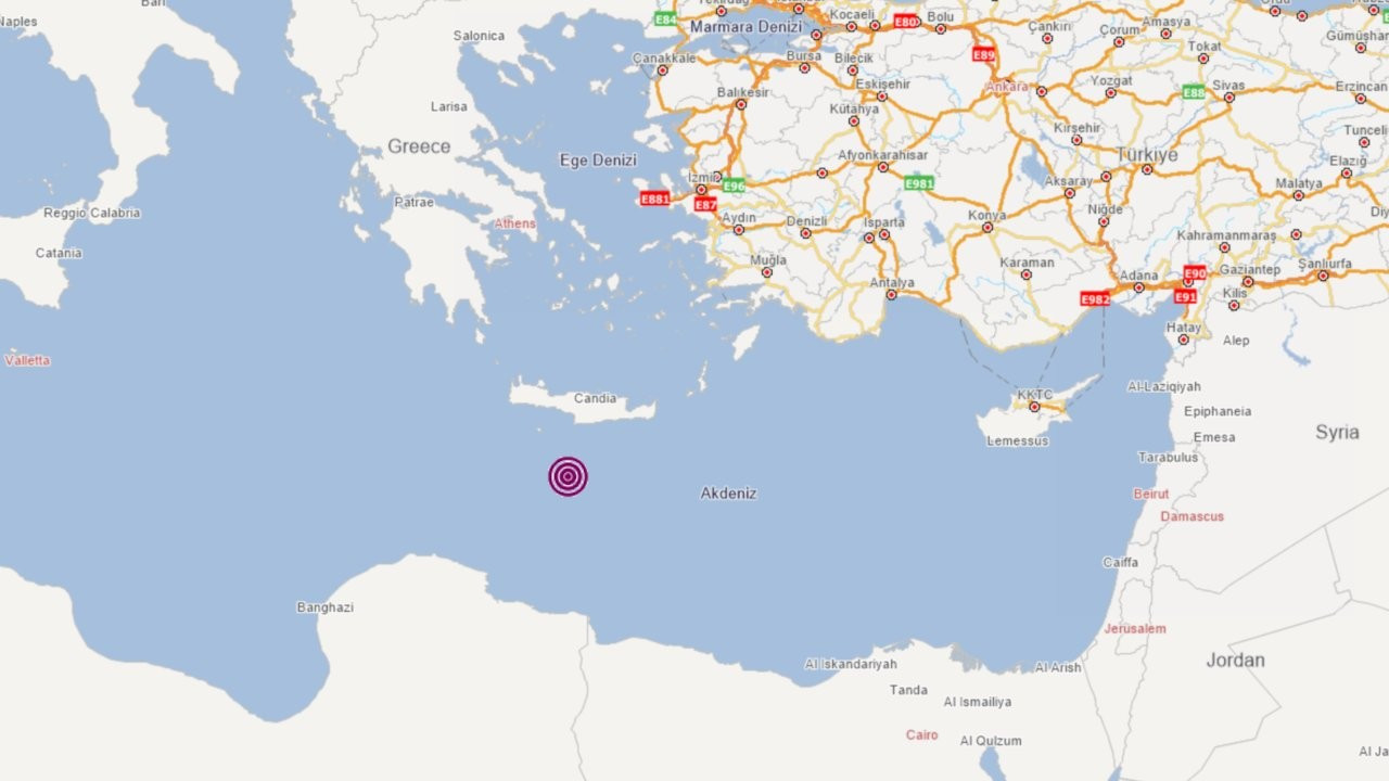 Akdeniz'de 5,5 büyüklüğünde deprem