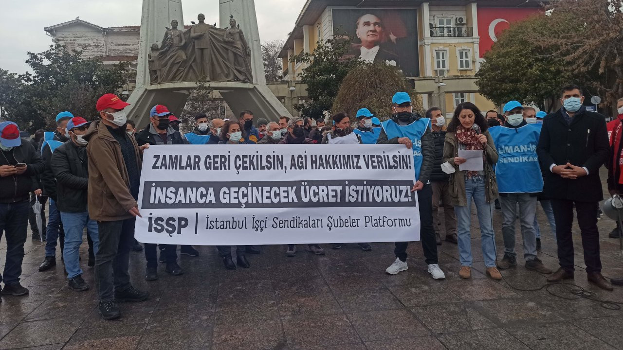 İstanbul'da sendikalardan eylem: Zamlar geri alınsın, insanca yaşama yetecek ücret istiyoruz