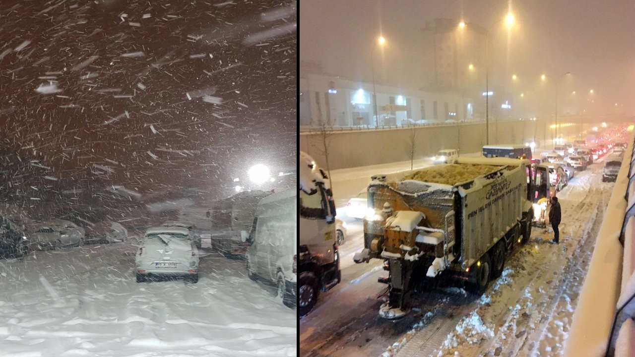 Antep’te kar yolları kapattı: TAG Otoyolu'nda araçlar mahsur kaldı
