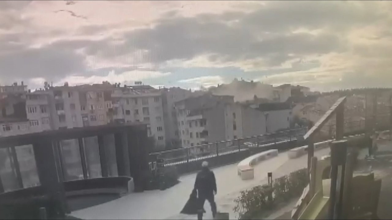 Üsküdar'daki binanın patlama anı kameralara yansıdı