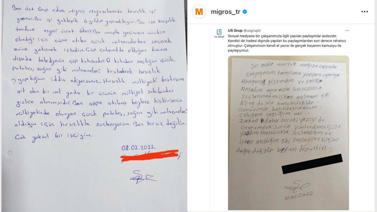Migros ‘hırsızlık'la suçlanan işçiye yazdırılan yeni mektubu paylaştı: İşten çıkarma yok, işçi yönlendirildi