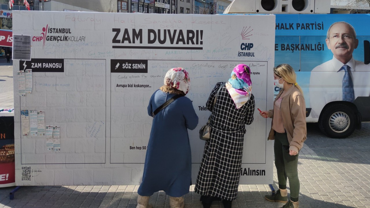 CHP İstanbul'un tüm meydanlarında 'zam duvarı' açtı