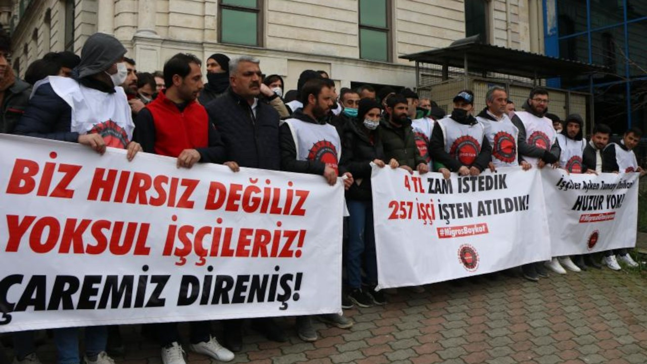 Migros işçileri TÜSİAD önünde: İşçiler açken Özilhan'a huzur yok