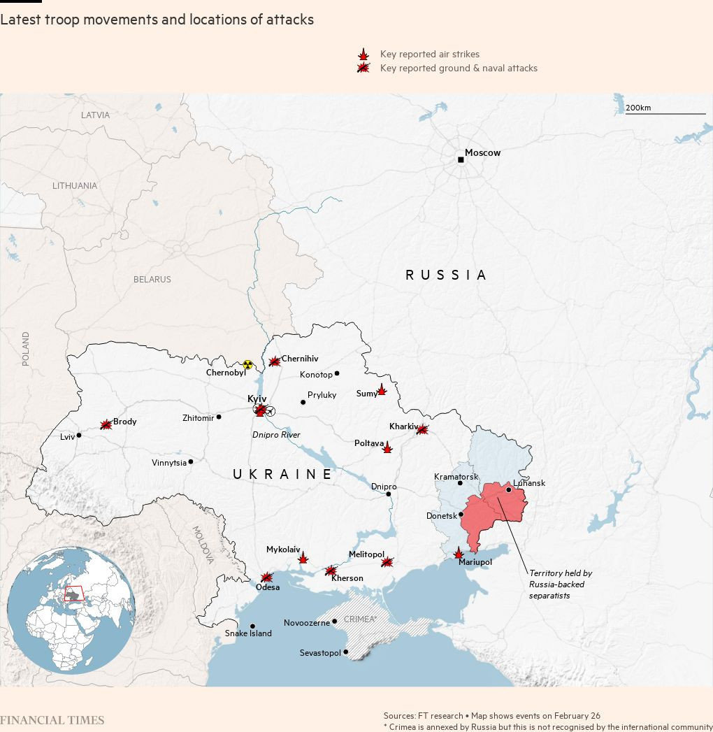 Financial Times, çatışma noktalarını gösteren Ukrayna haritası yayınlandı