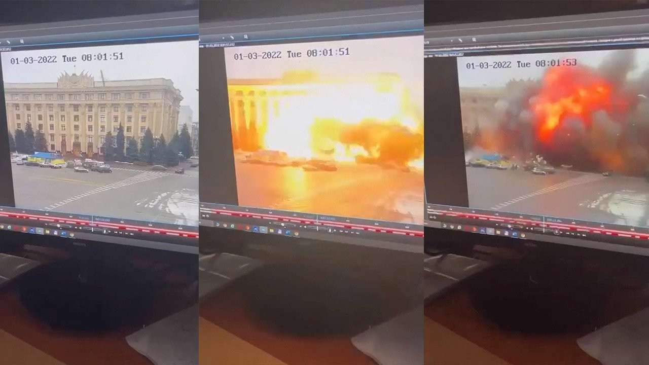 Füzeyle vurulduğu belirtilen Harkov kent merkezinden ilk görüntüler