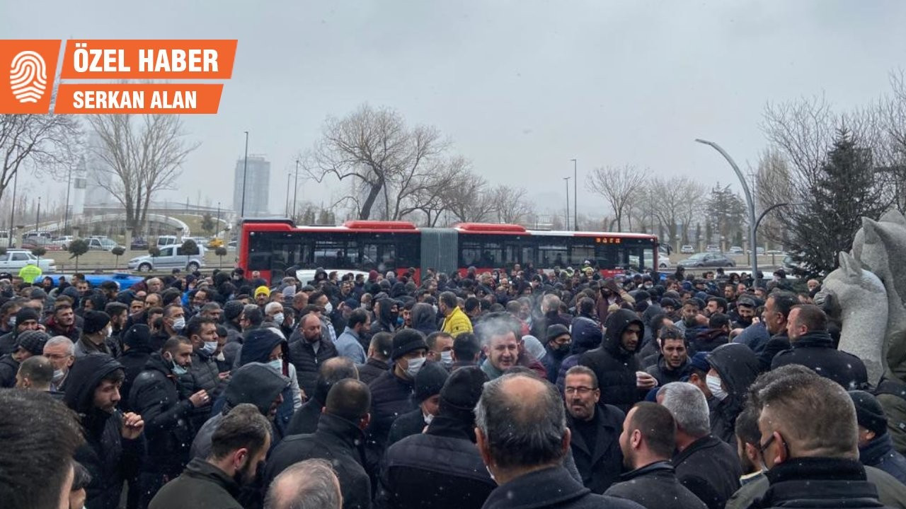 Ankara’da özel halk otobüsleri ve dolmuşçulardan protesto