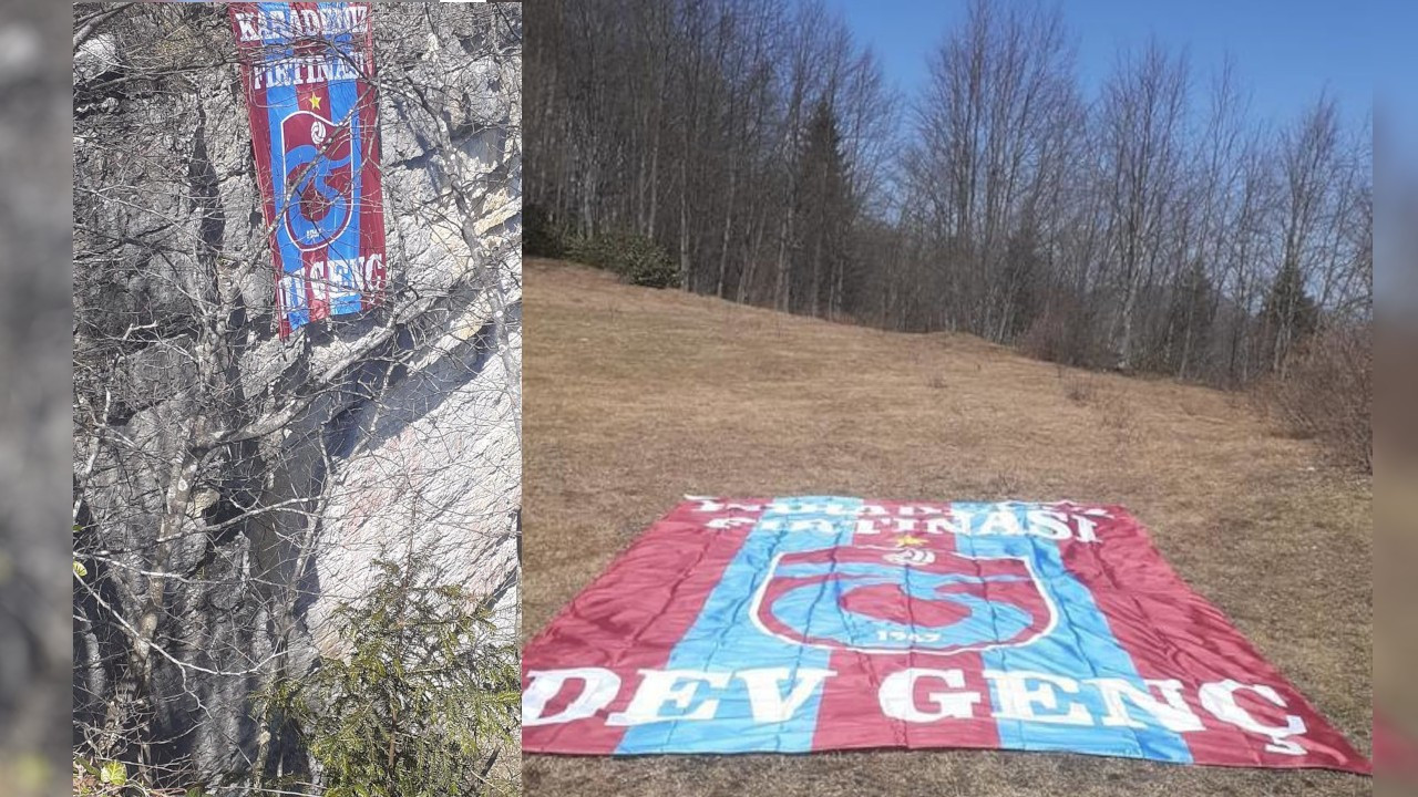 Yarıktaş kayalığına 'Dev-Genç'li Trabzonspor bayrağı asıldı