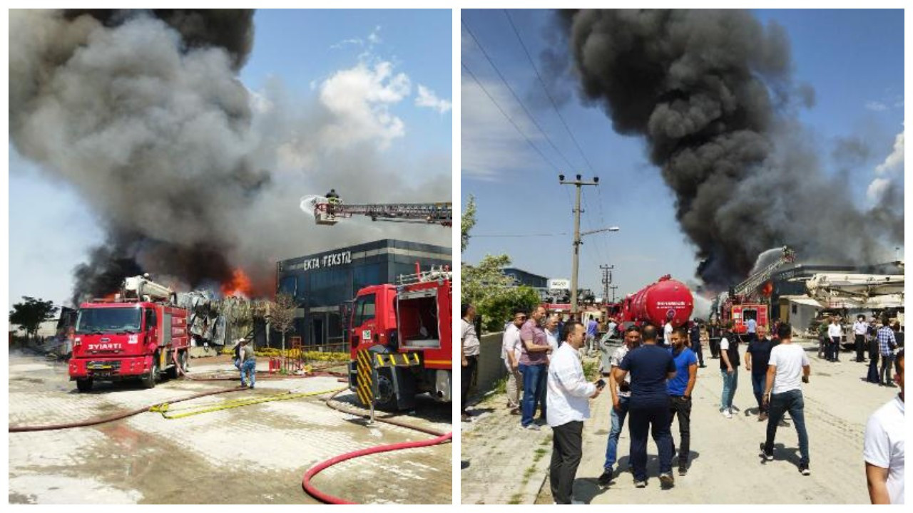 Uşak'ta fabrikada yangın: 3 itfaiyeci hastaneye kaldırıldı