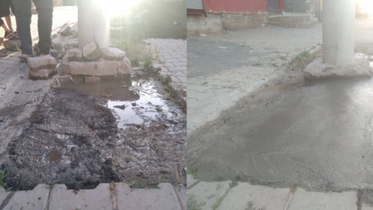 AK Partili belediyenin çukurlarını mahalleli kapattı