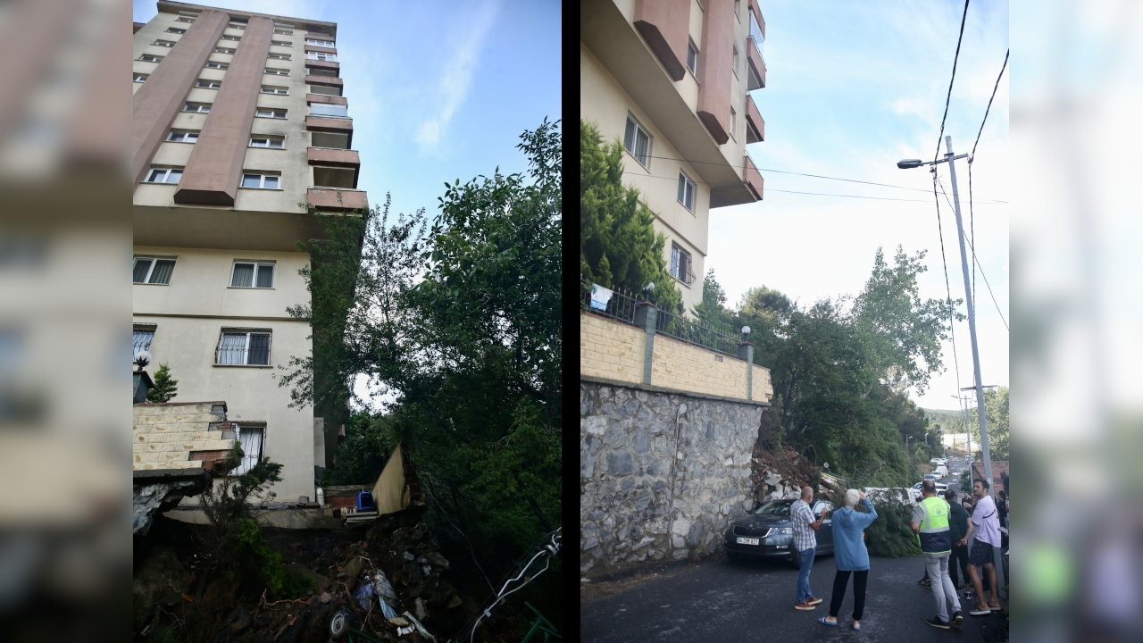 Sarıyer'de istinat duvarı çöken apartman boşaltıldı