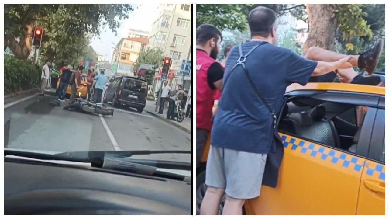 Kadıköy'de kaza yapan motosikletli taksinin üzerine düştü - Sayfa 1