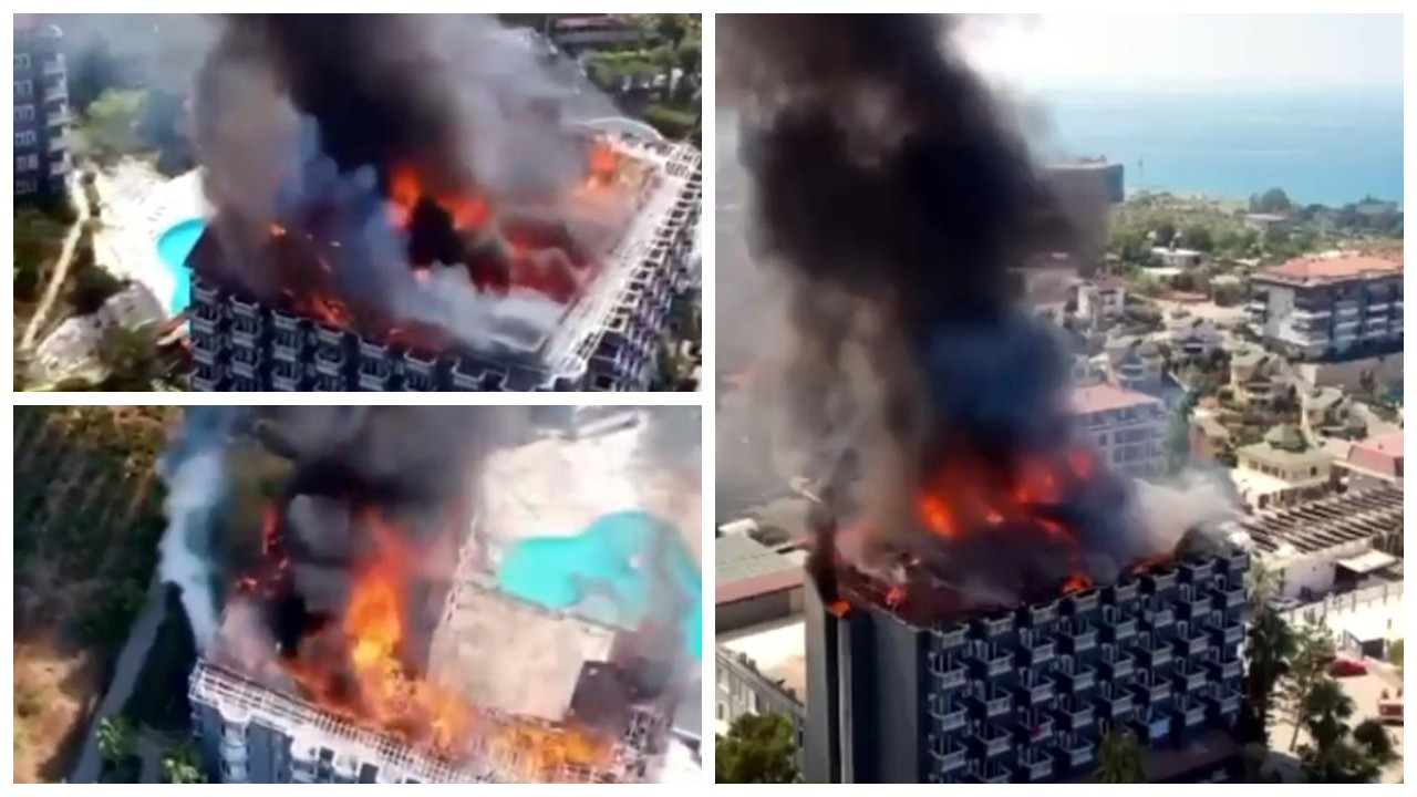 Alanya'da 5 yıldızlı otelin çatısı yandı
