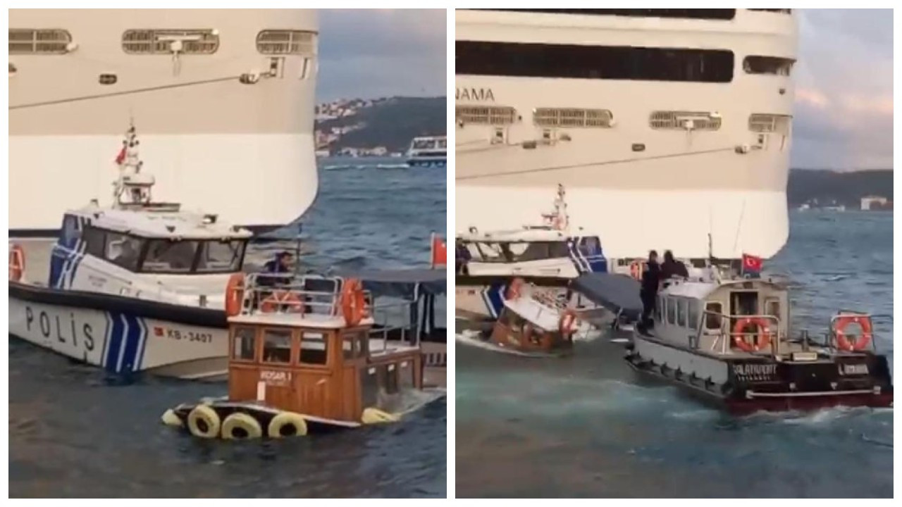 Karaköy'de batan teknedekileri deniz polisi kurtardı