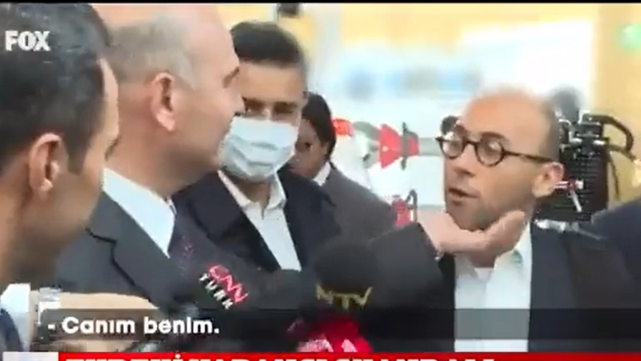 Süleyman Soylu, FOX TV muhabirinin çenesini okşadı: Canım benim