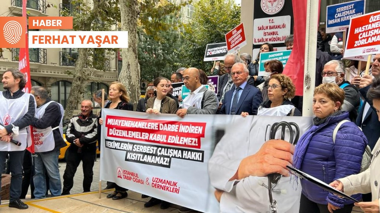 Hekimler İstanbul İl Sağlık Müdürlüğü önünde