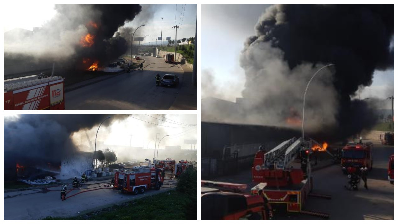 Kocaeli'de plastik imalathanesindeki yangın makine fabrikasına sıçradı
