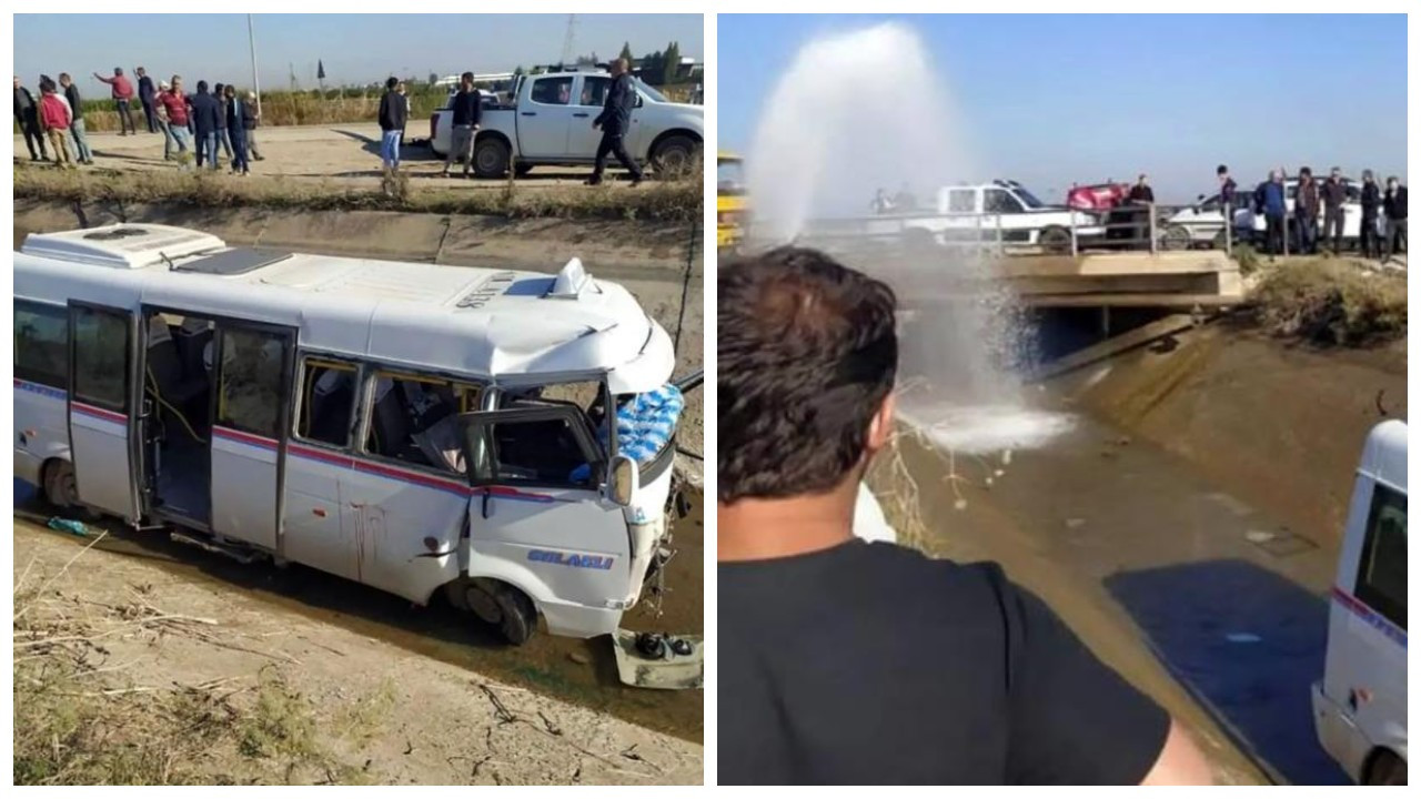 Adana'da minibüs, sulama kanalına düştü: 2’si ağır, 15 yaralı