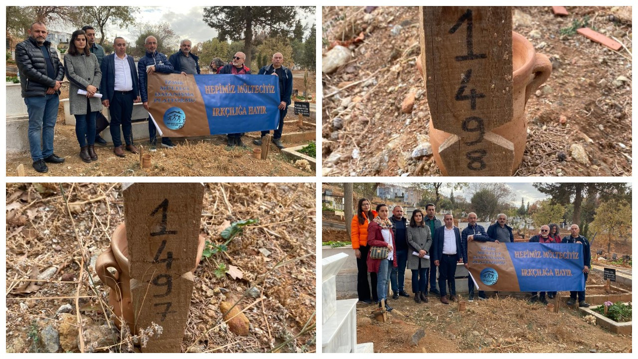 İzmir'de yakılarak katledilen Suriyeli işçiler mezarı başında anıldı