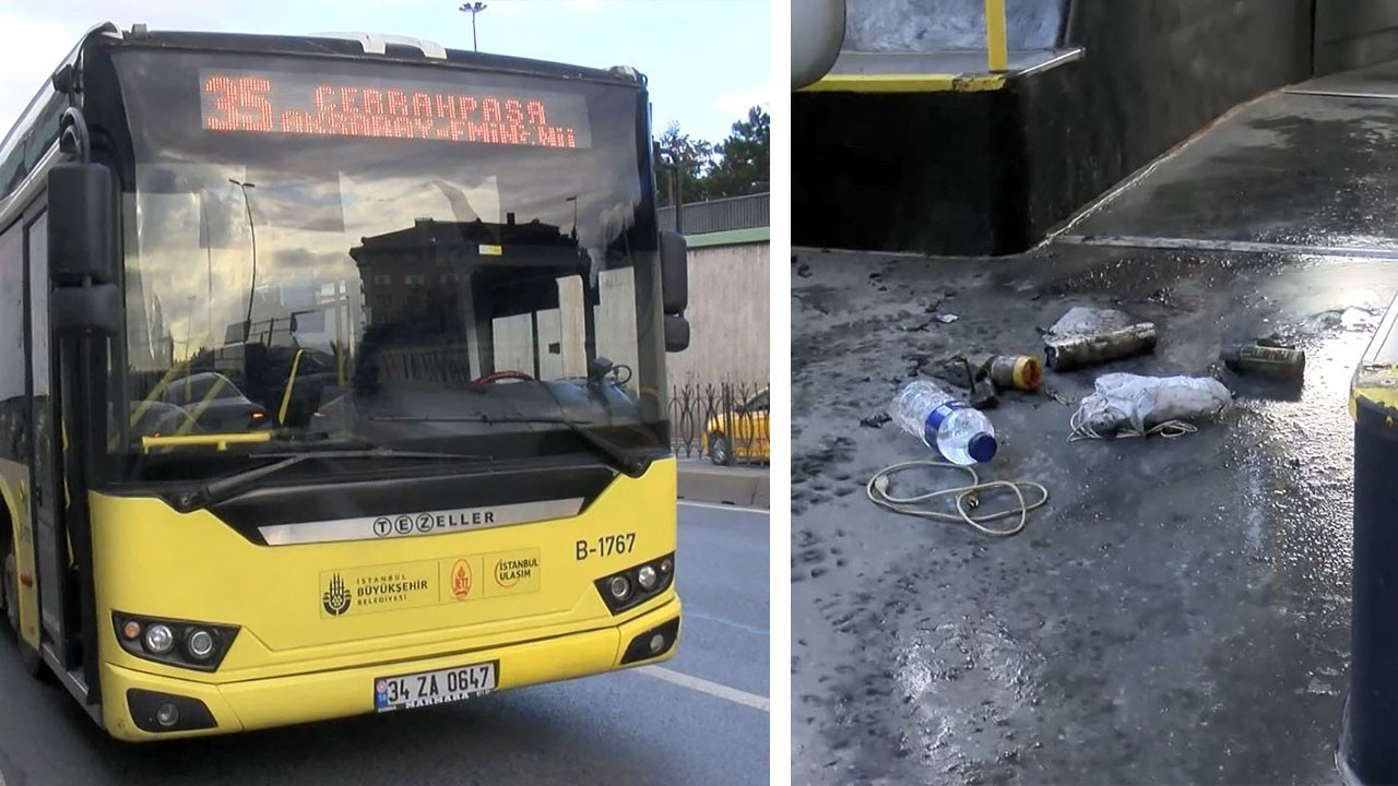 Fatih'te İETT otobüsünde 'meşale' yakan yolcu kaçtı