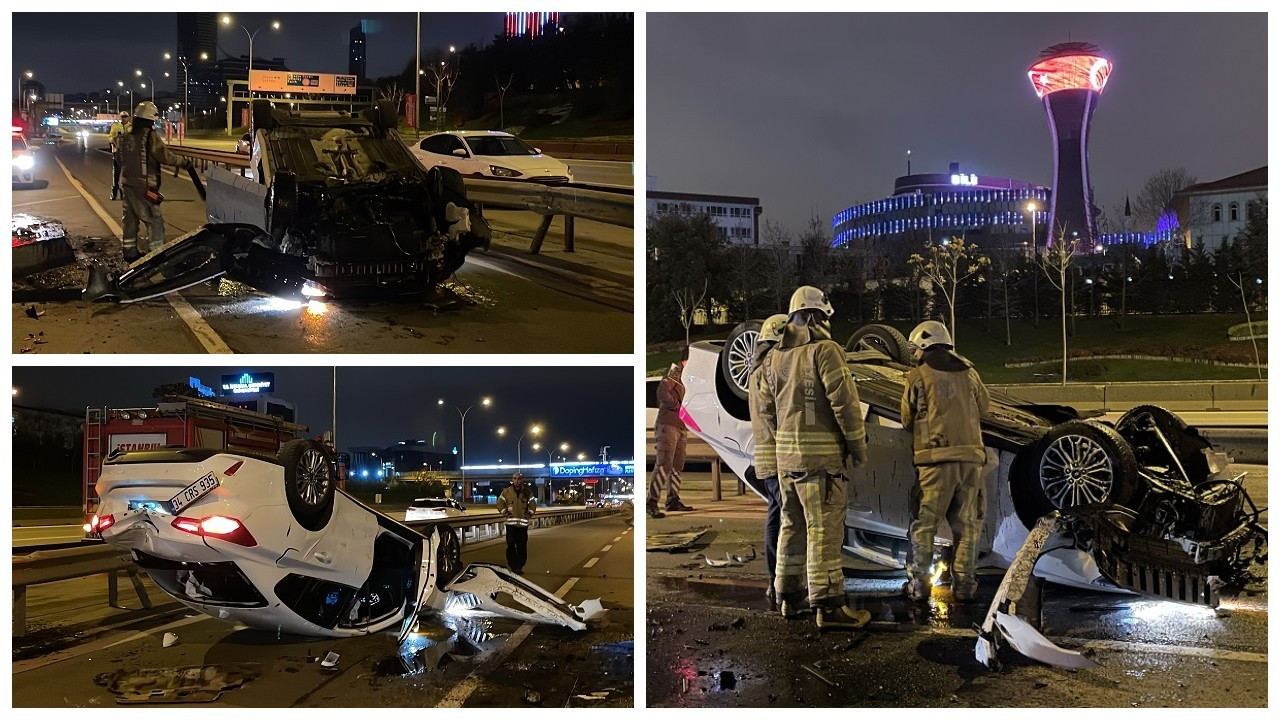 Kadıköy'de kaza: Takla atan otomobilden yara almadan kurtuldu