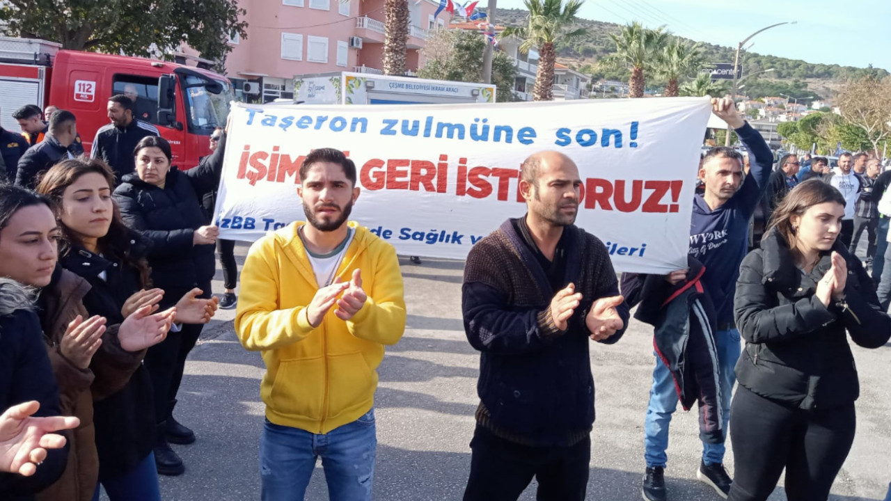 Evde bakım işçileri Çeşme'de Soyer'i protesto etti