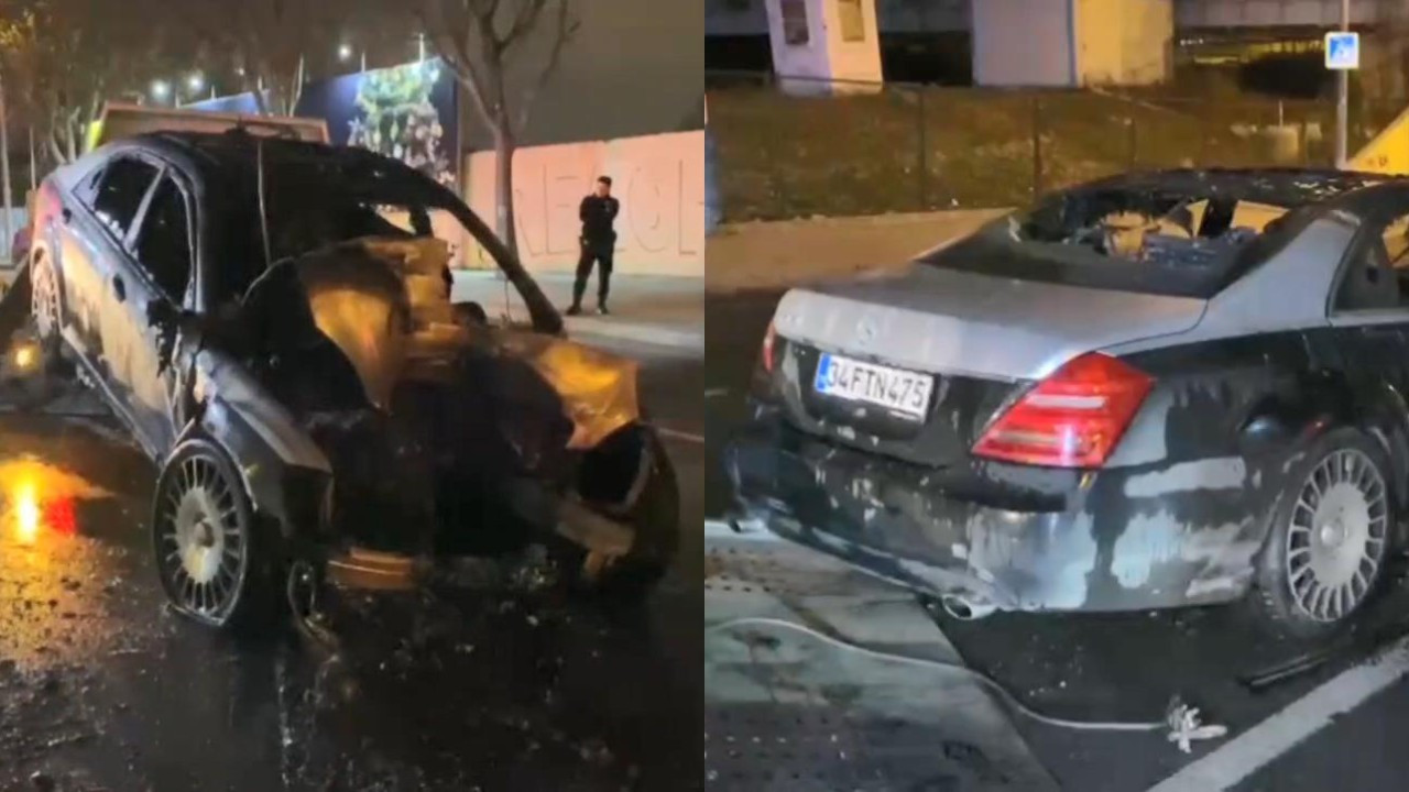 Kadıköy'de kaza yapan otomobil alev aldı