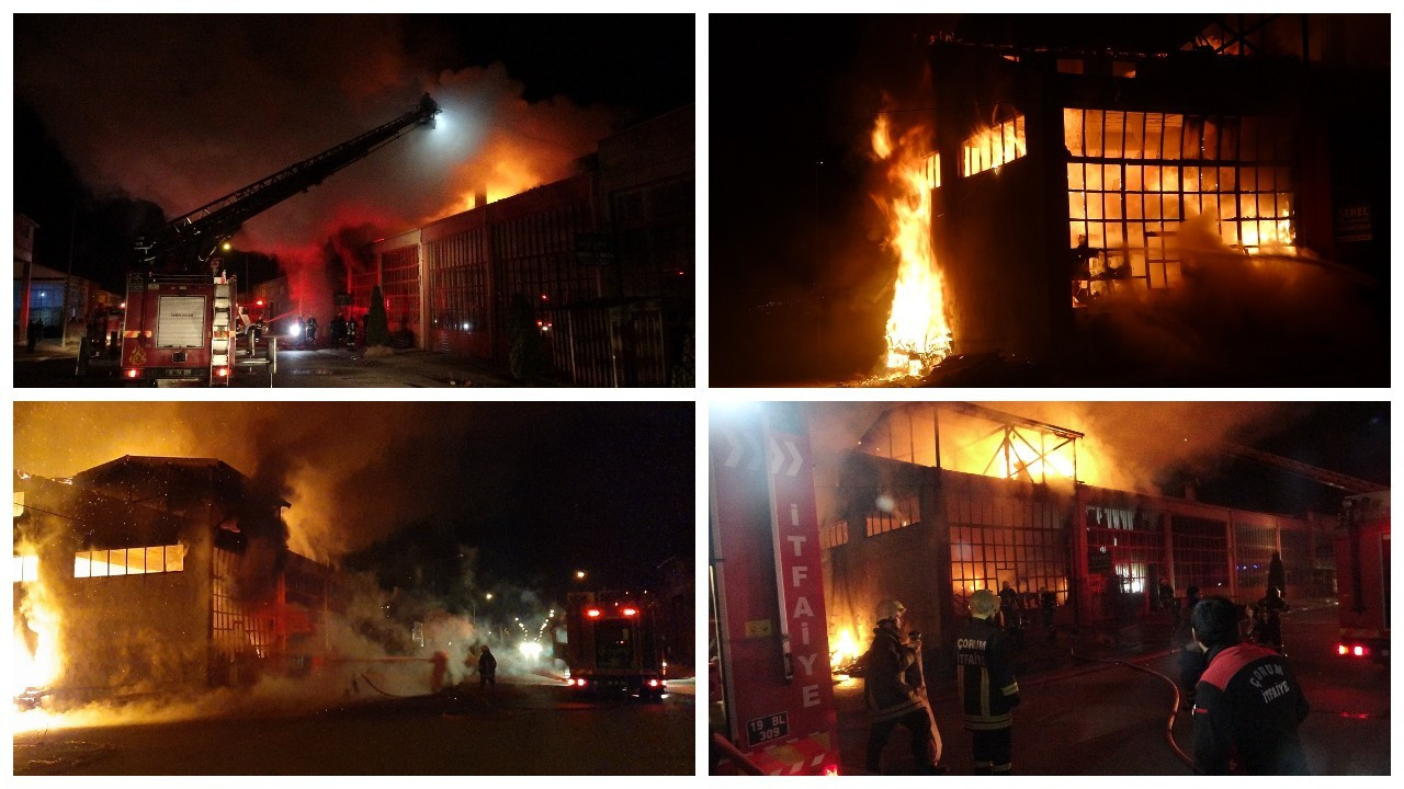 Çorum Sanayi Sitesi'ndeki yangın 4 saatte söndürüldü