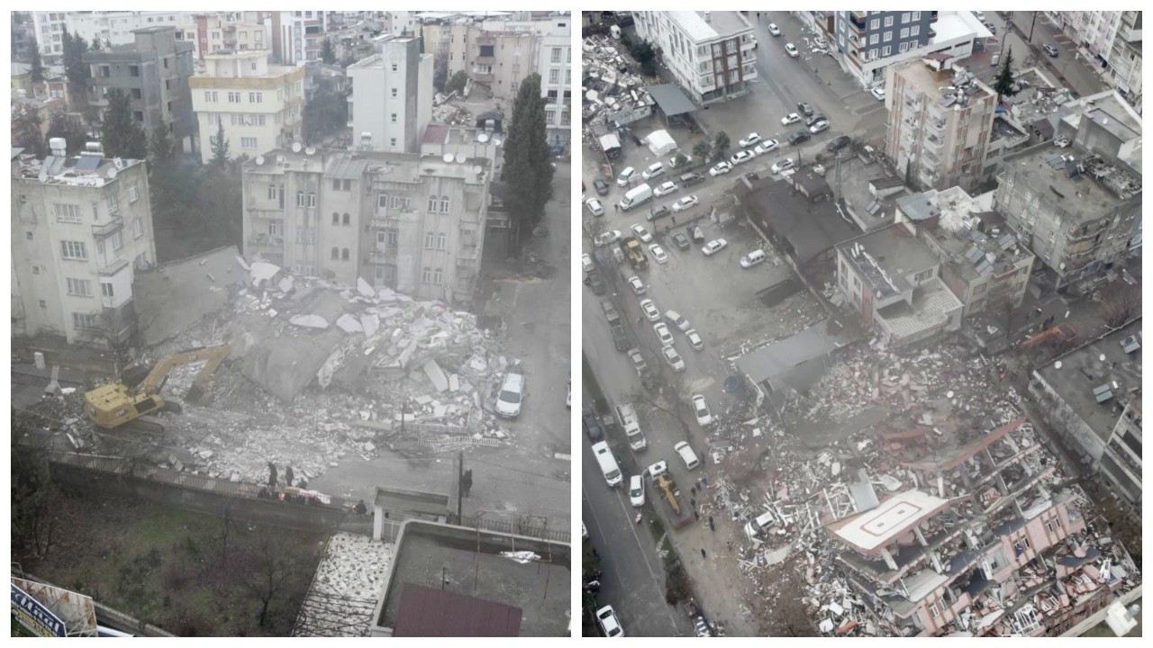 Depremden etkilenen Adıyaman'daki hasar havadan görüntülendi