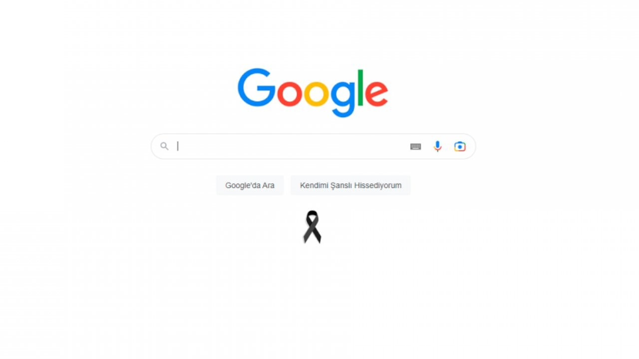Google'dan Türkçe ana sayfasına siyah kurdele