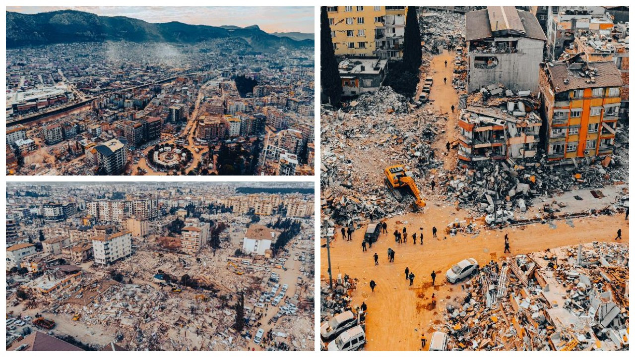 Depremde Hatay'daki yıkım dronla görüntülendi