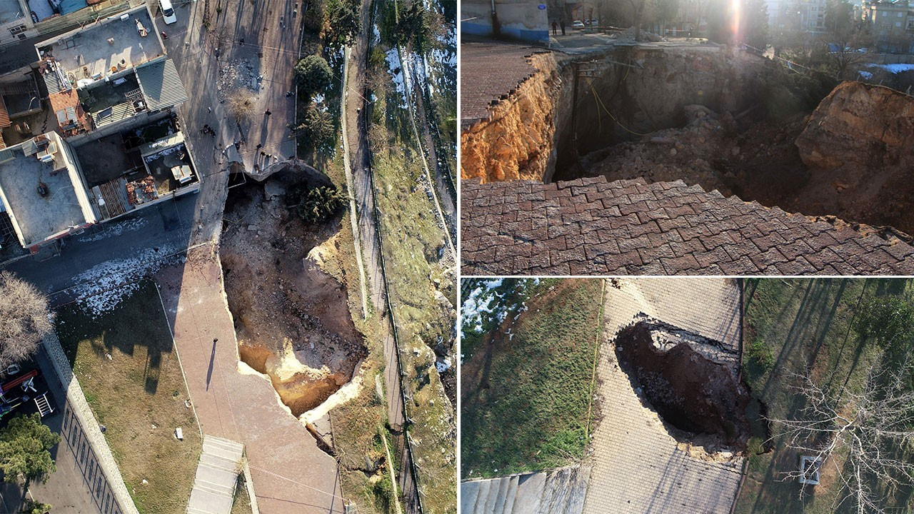 Antep'te depremin etkisi ile 3 büyük çukur oluştu
