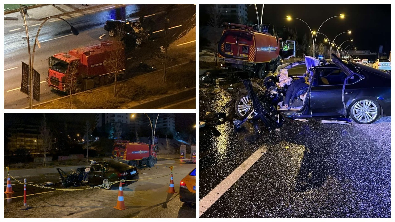 Ankara'da sulama tankerine çarpan otomobilin sürücüsü öldü