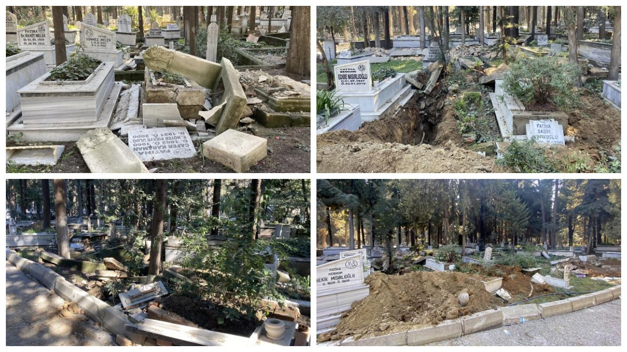 Hatay'daki depremde mezarlar da yerinden oynadı