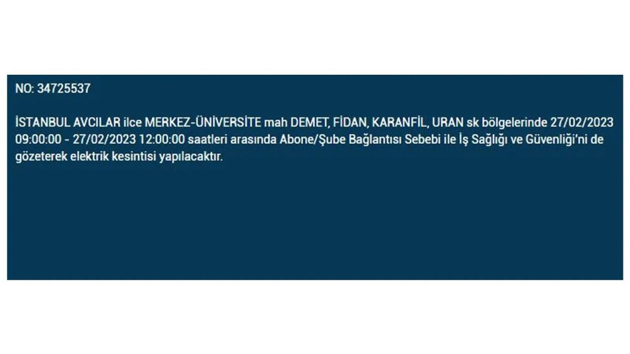 İstanbul'da 27 Şubat Pazartesi günü elektrik kesintisi yaşanacak semtler - Sayfa 3