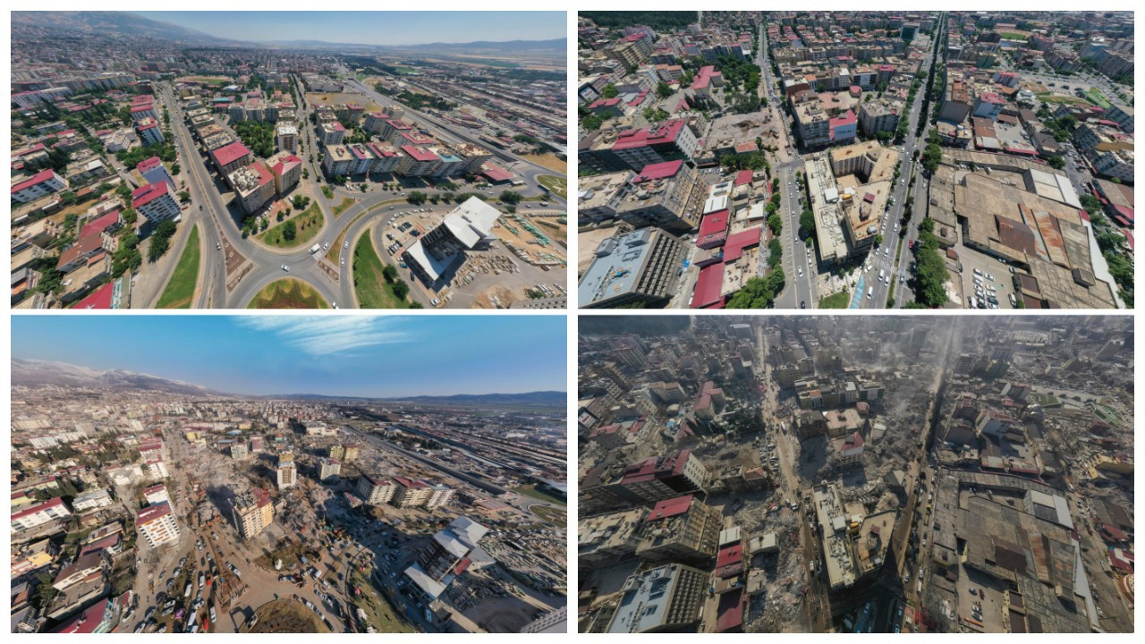 Maraş'tan yıkımın fotoğrafları: Depremden önce ve sonra aynı yerler...
