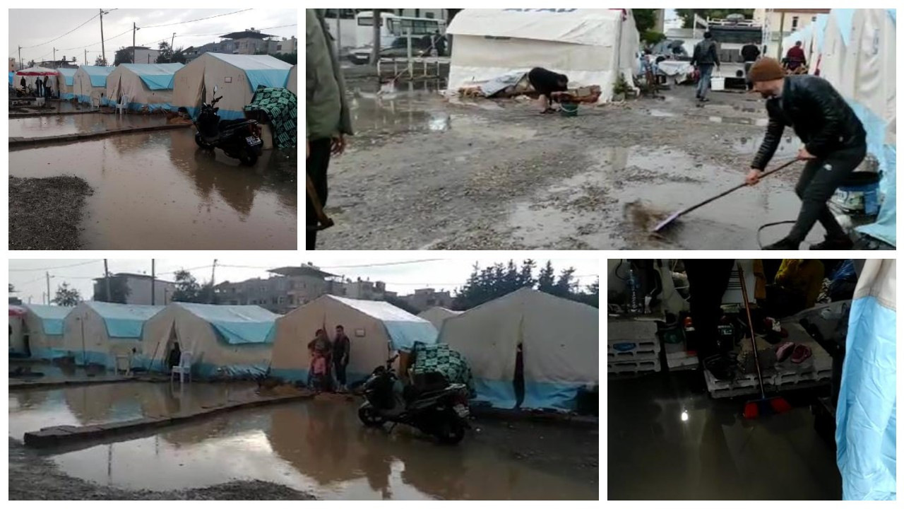 İskenderun'da AFAD'ın çadır kentini su bastı