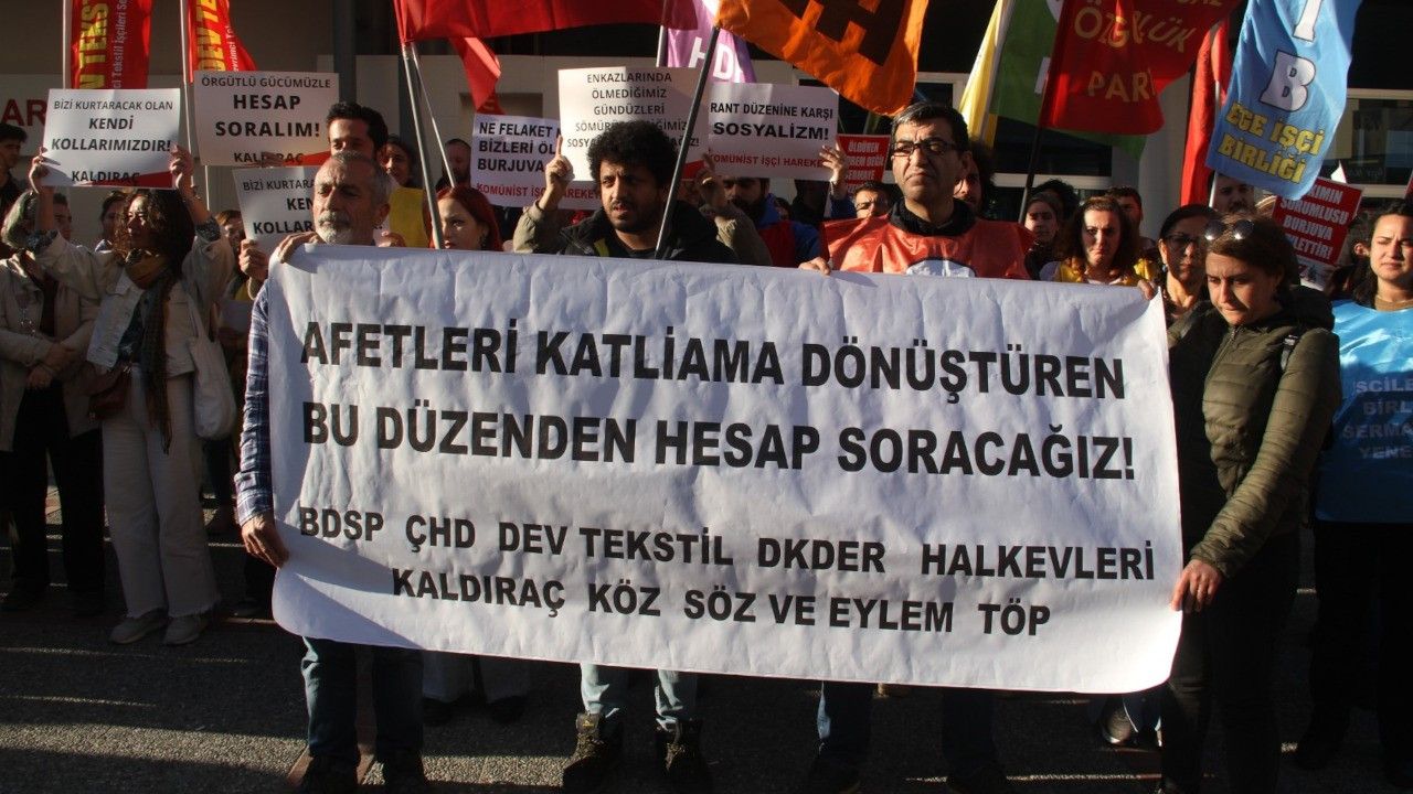Deprem sonrası yaşanan ihlaller, İzmir'de protesto edildi: Tüm sorumlular yargılansın