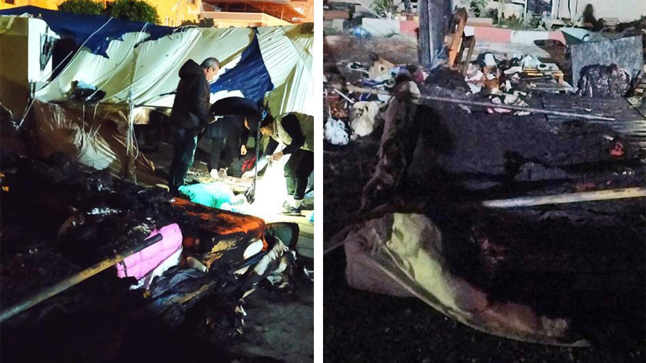Depremzedelerin çadırında yangın: 2 kız kardeşin durumu ağır