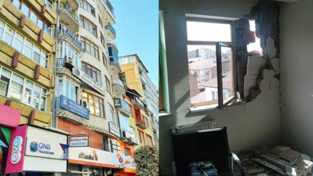 Malatya'da duvarları yıkık binaya 'hasarsız' raporu verildi