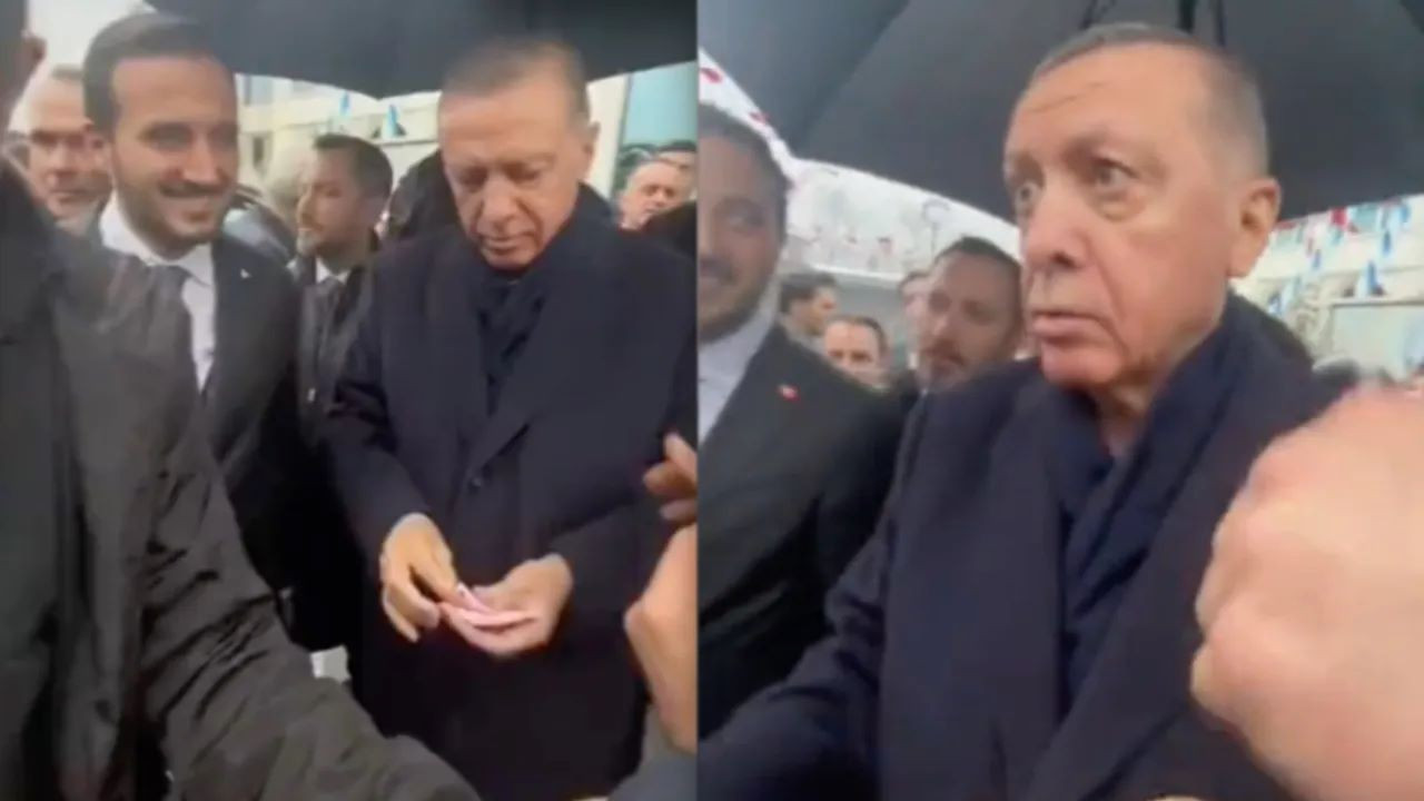 Erdoğan'dan para dağıtırken eline uzanan kişiye: 'Dur, ayıp ayıp!'