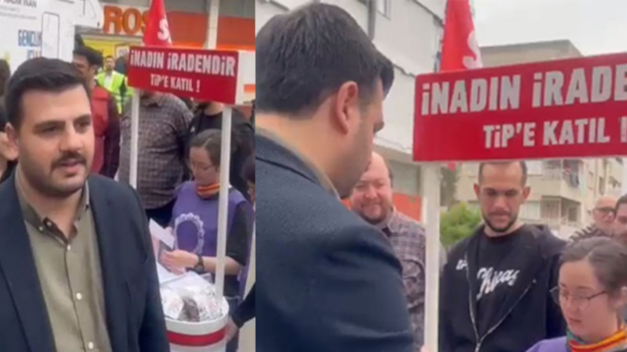 AK Partili aday TİP'lilerin standını ziyaret etti