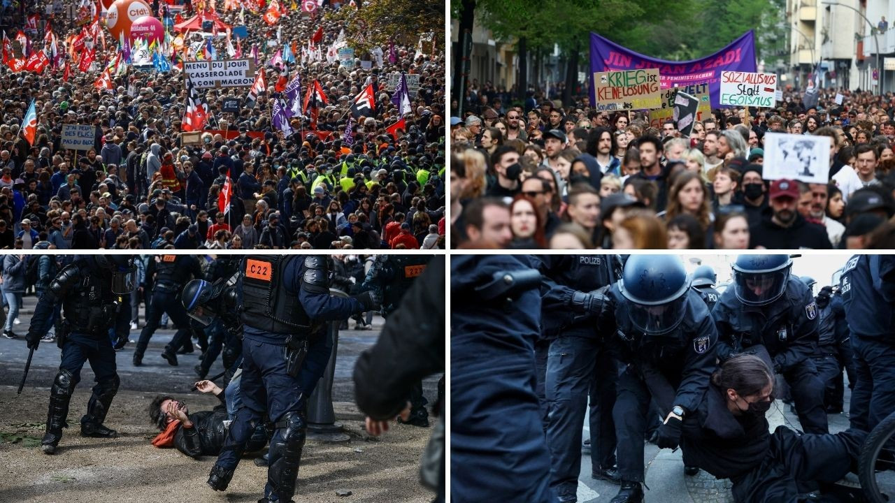 Fransa ve Almanya'da 1 Mayıs gösterileri: Yüzlerce kişi gözaltında