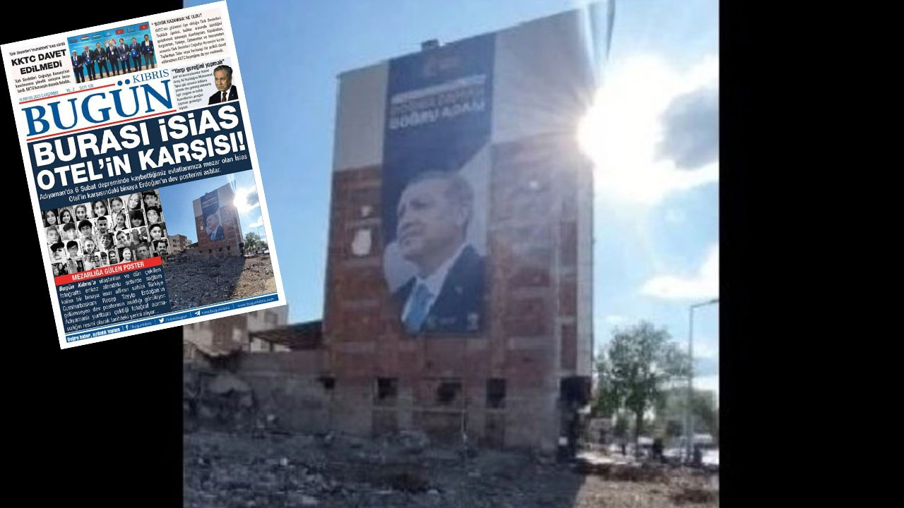 65 kişinin öldüğü İsias Otel'in karşısına Erdoğan'ın posteri asıldı: 'Mezarlığa gülen poster'