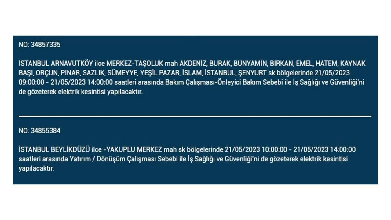 BEDAŞ paylaştı: İstanbul'da yarın elektrik kesintisi yaşanacak ilçeler - Sayfa 3