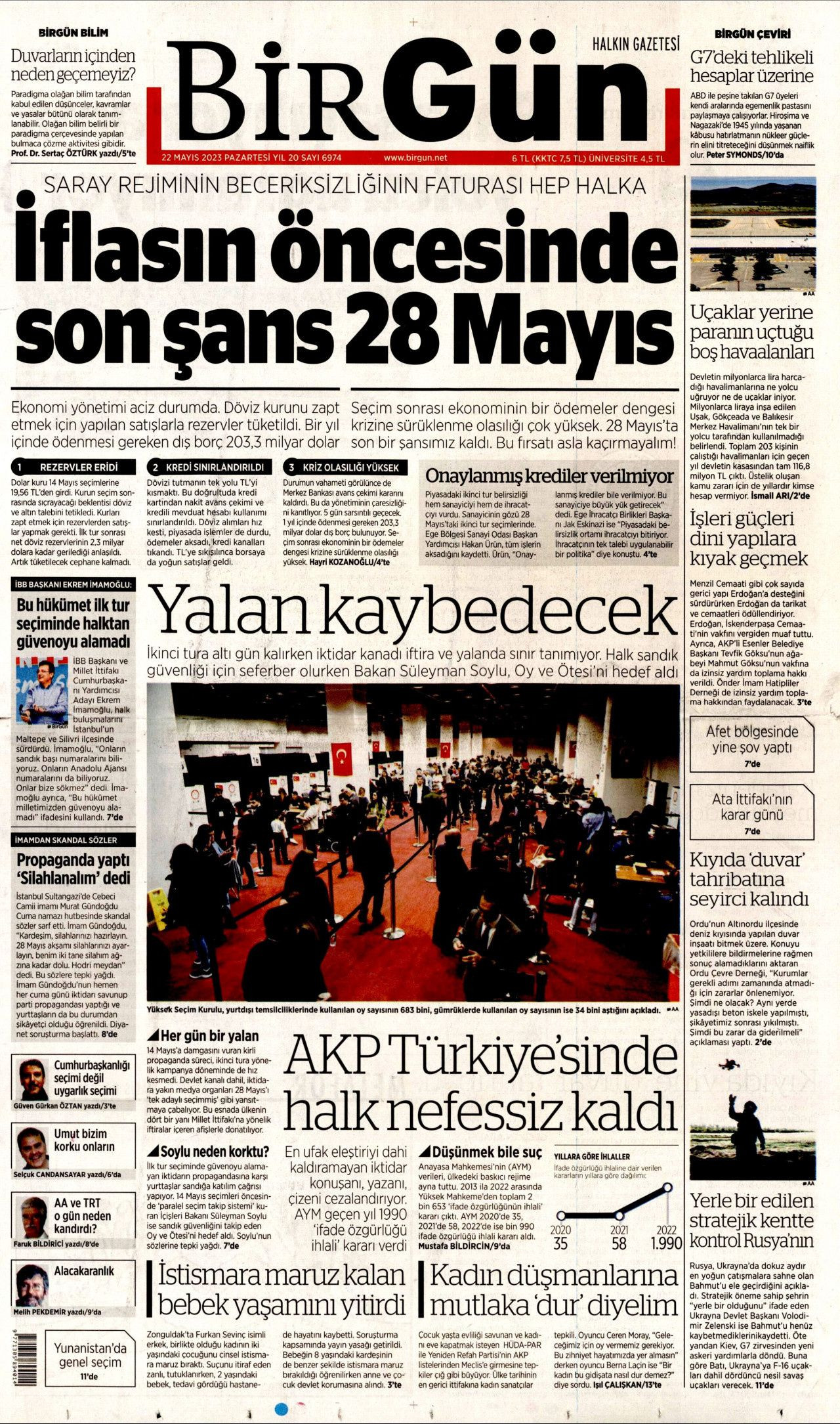 Günün gazete manşetleri: 'İflasın öncesinde son şans 28 Mayıs' - Sayfa 1