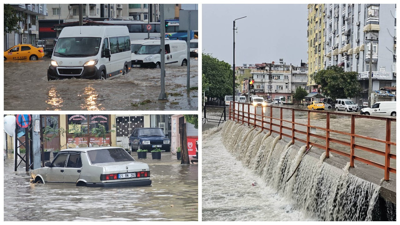 Adana'da sağanak etkili oldu, yolları su bastı