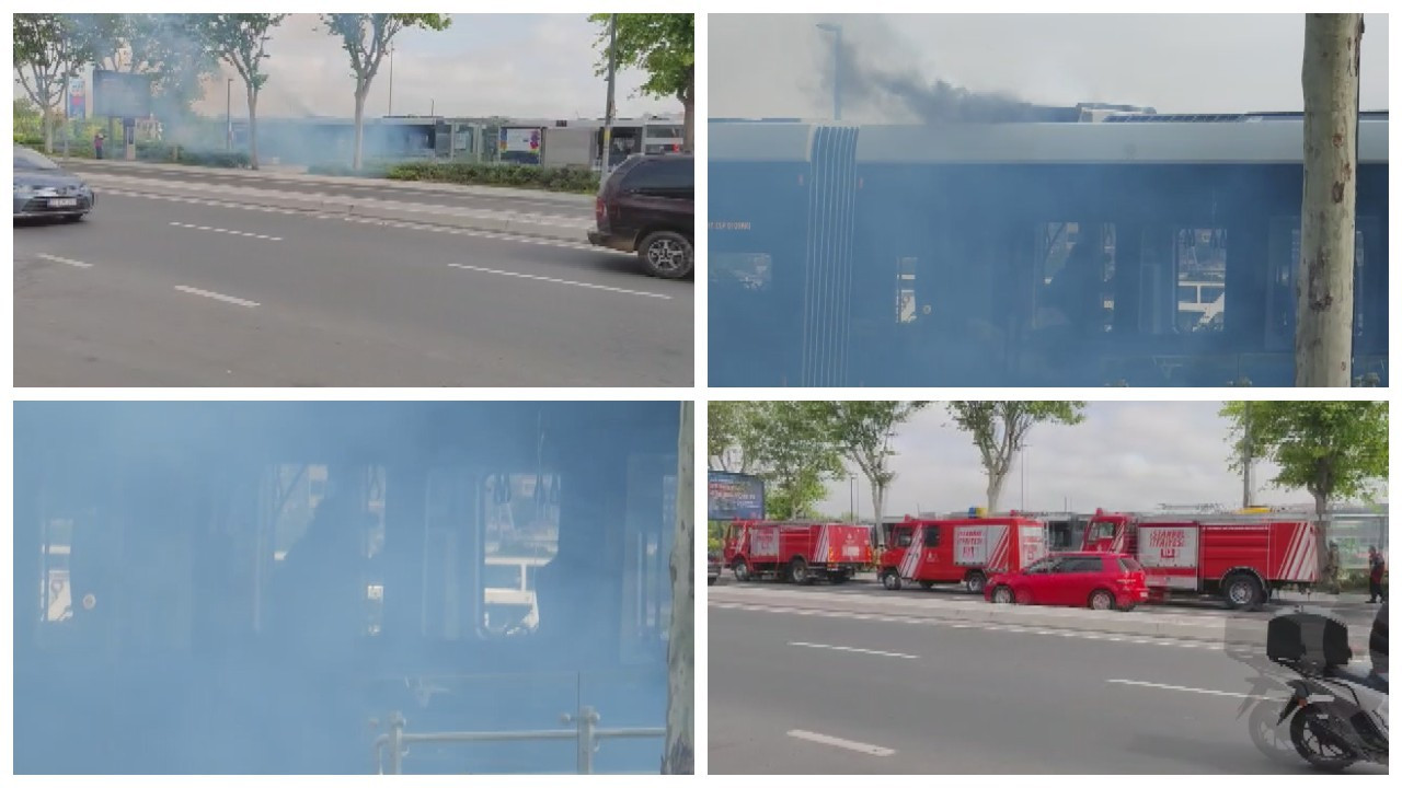 Balat'ta tramvaydan dumanlar yükseldi, yolcular tahliye edildi