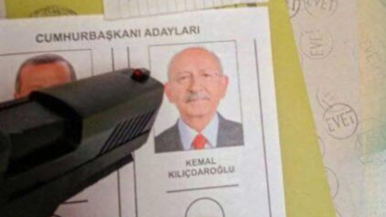 Kılıçdaroğlu'nun fotoğrafına silah doğrultup paylaştı
