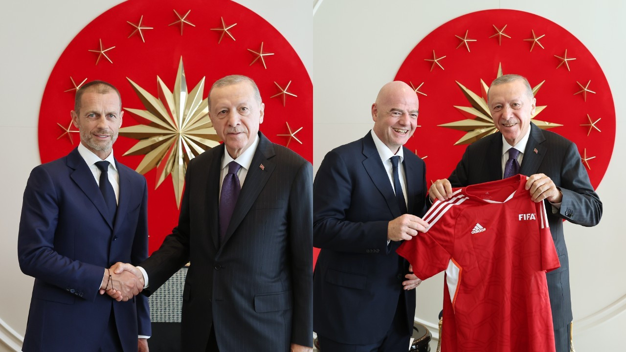 Erdoğan, UEFA Başkanı Ceferin ve FIFA Başkanı Infantino ile görüştü
