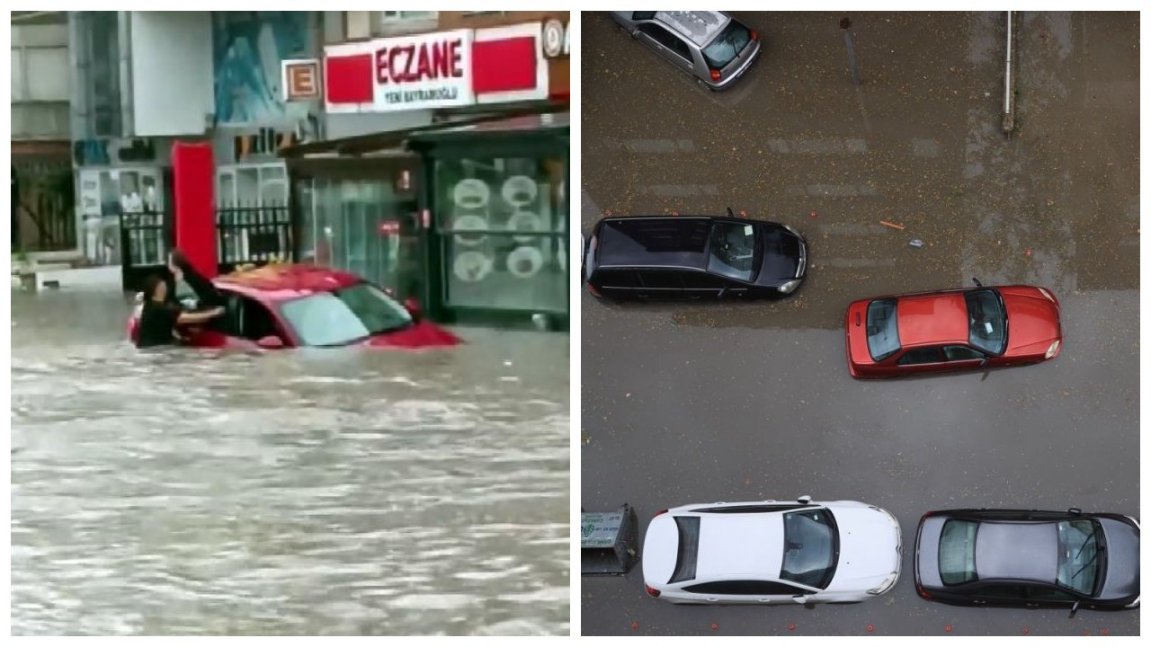 Ankara'da şiddetli sağanak yağış: Göle dönen caddeler araçları 'yuttu'